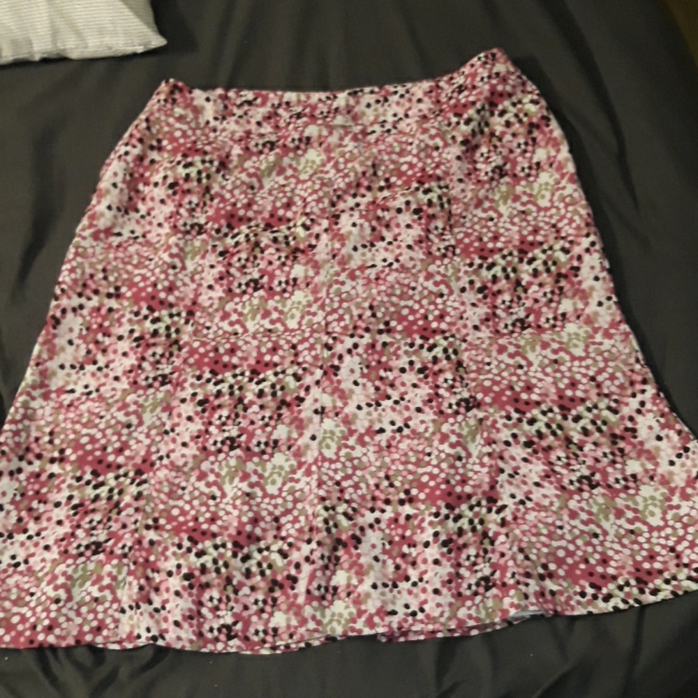Pink Floral Printed A-Line Skirt